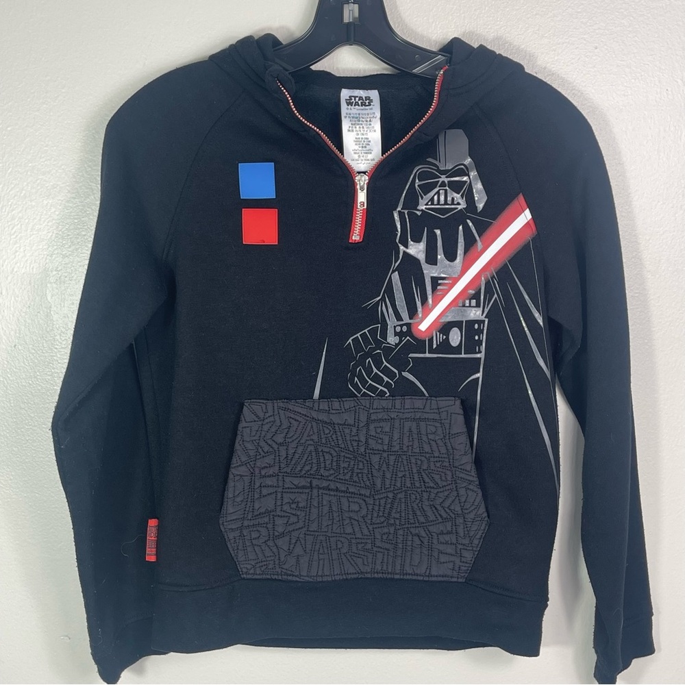 Disney Star Wars Darth Vader Half-Zip Fleece Hoodie with Quilted Kangaroo pocket